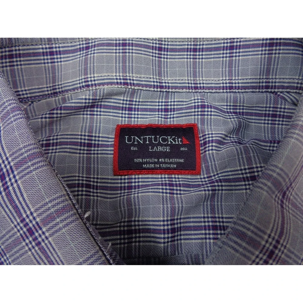 UNTUCKit Shirt Mens‎ L  Purple Plaid Performance Button Up Long Sleeve Stretch